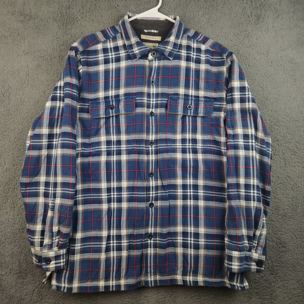 Vtg‎ LL Bean Plaid Tartan Thick Flannel Fleece Lined Outdoor Shirt Shacket Large